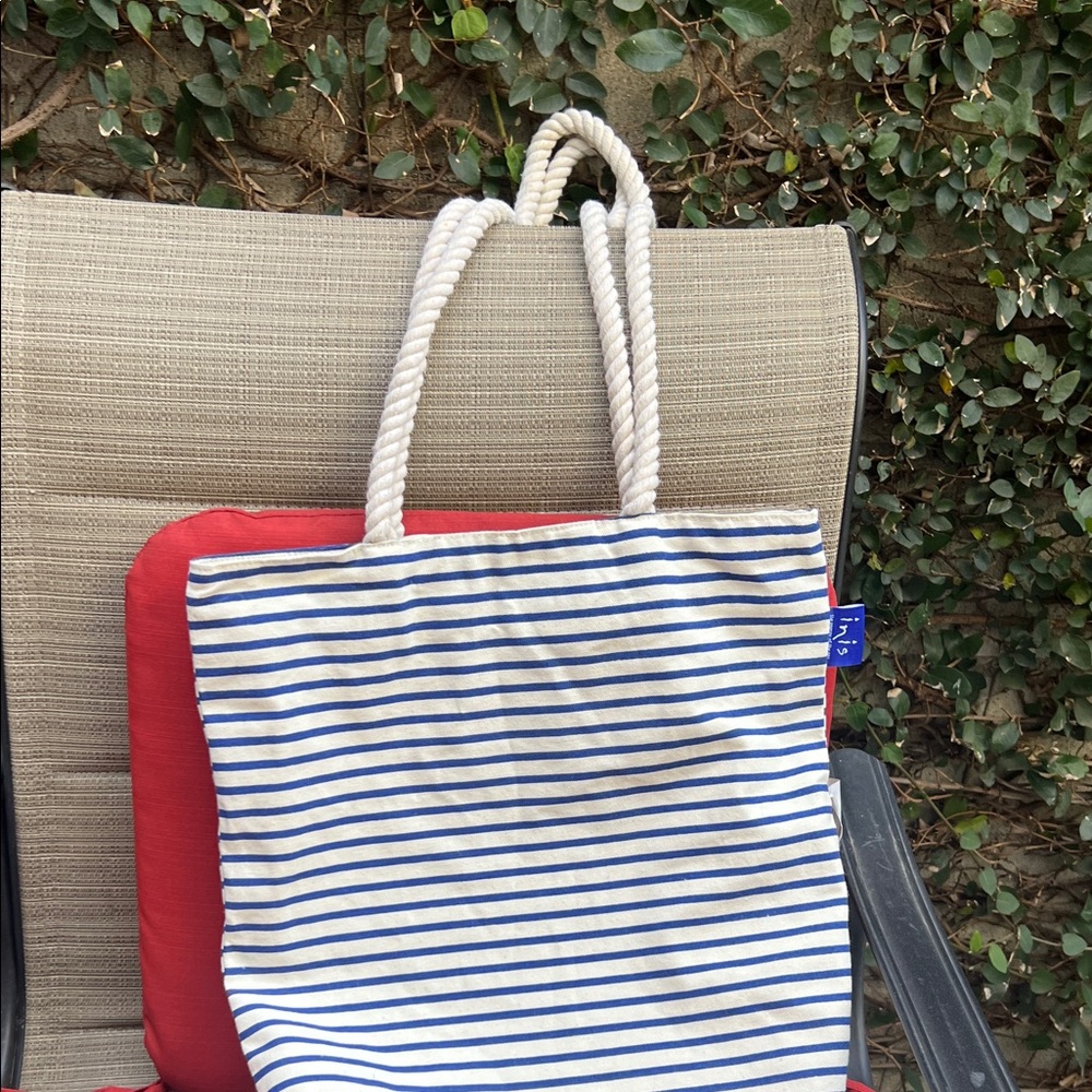 Nautical Blue and White Striped Tote Bag